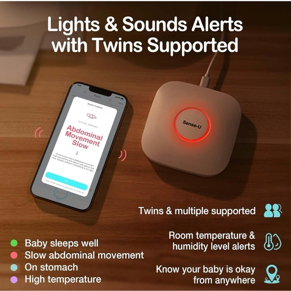 Sense-U Smart Baby Movement Monitor 3 - Tracks Baby's Abdominal Movement, Sleep - Picture 3 of 14